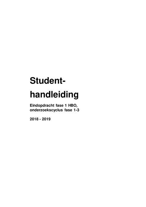 Studenthandleiding Eindopdracht Hbo Fase Student