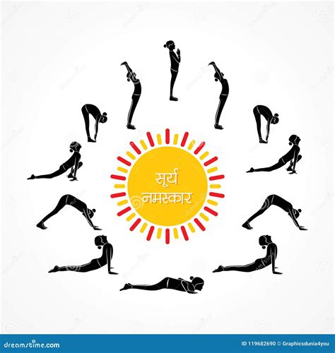 Surya Namaskar Poster Illustration International Yoga Day Sun