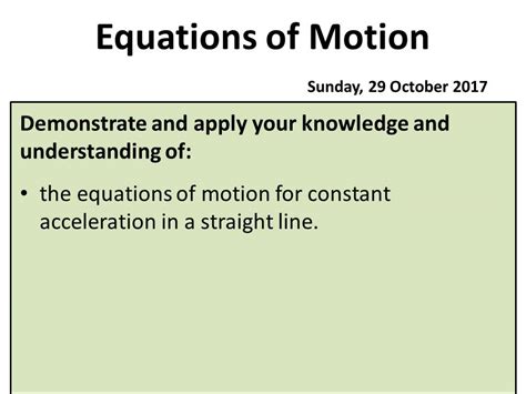 Equations Of Motion A Level Physics Ocr A Teaching Resources