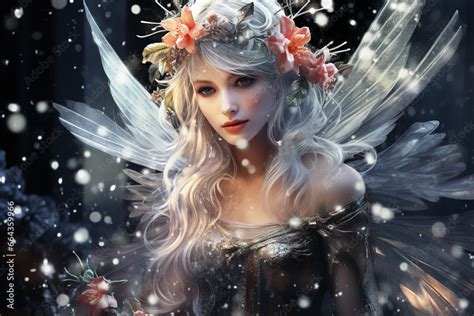 Beautiful Fairy In A Dark Room With A Garland Of Lights Beautiful