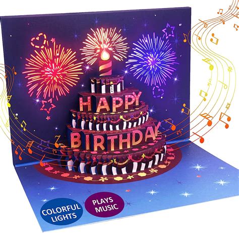 FITMITE Birthday Cards LIGHTS SOUND Pop Up Happy Birthday Card