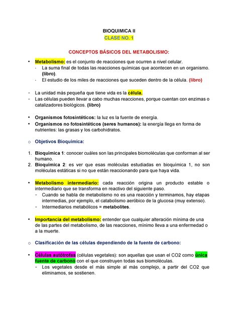 Resumen Completo De La Asignatura Bioqu Mica Ii Bioquimica Ii Clase