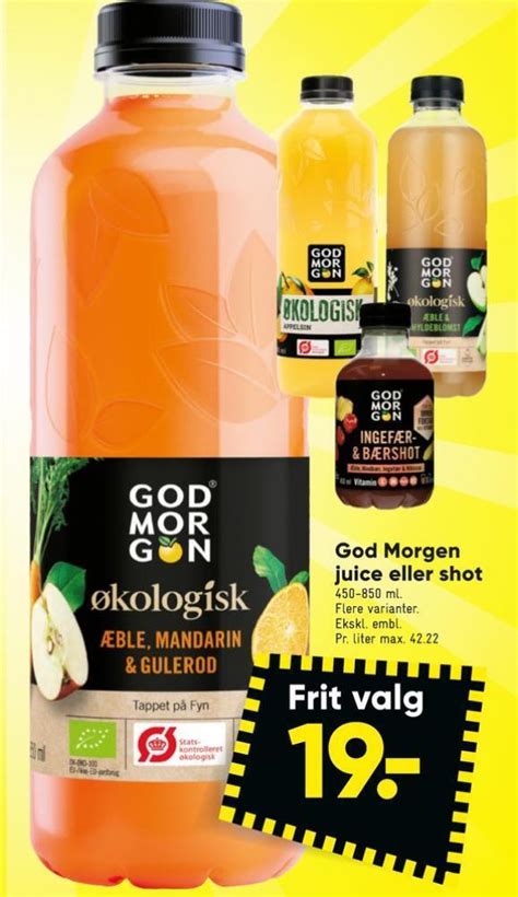 Godmorgen ingefærshot æble hindbær ingefær hibiscus tilbud hos Bilka