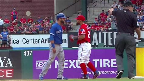 Jose Bautista Punched In Face By Rangers Rougned Odor Cbc Sports