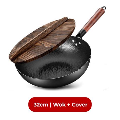 Alatstar Pre Seasoned Traditional Non Coated Carbon Steel Pow Wok With