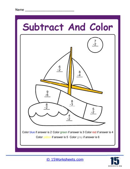 Subtract Within 10 Worksheets 15