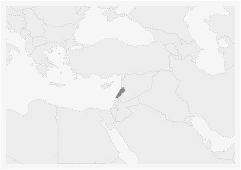 Mapa De Medio Oriente Con El Mapa De L Bano Resaltado Vector Premium