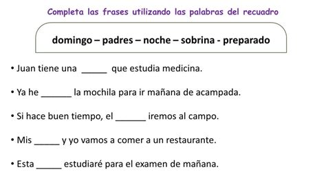 Comprensión Lectora Vamos A Completar Palabras En Oraciones