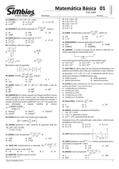 PDF 02 SB 02 Lista 01 Matem Tica B Sica Potencia O DOKUMEN TIPS