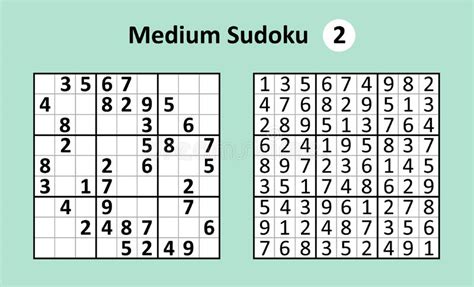 Sudoku Game With Answers Medium Complexity Stock Vector Illustration