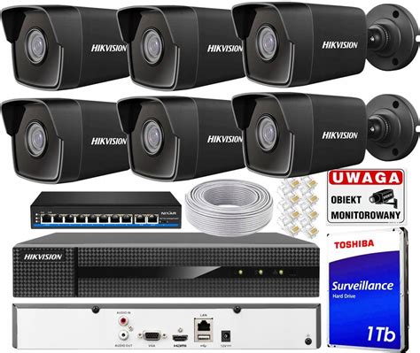 Zestaw Do Monitoringu Hikvision System Monitorngu Kamer Poe Ip Czarne