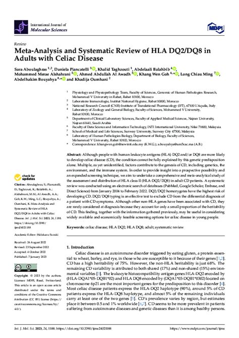 Pdf Meta Analysis And Systematic Review Of Hla Dq2dq8 In Adults With