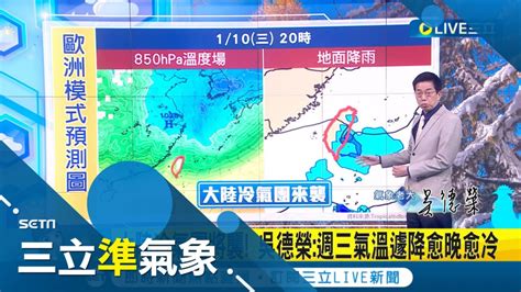 低溫將探10度以下 大陸冷氣團將襲 吳德榮 週三氣溫遽降愈晚愈冷 追雪族注意 明水氣增多 3000公尺↑高山有望飄雪│氣象老大吳德榮│【三立準氣象】20240108│三立新聞台