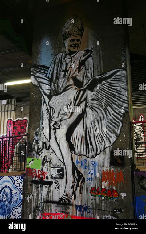 pope religion blasphemy Banksy graffiti artist art Stock Photo - Alamy