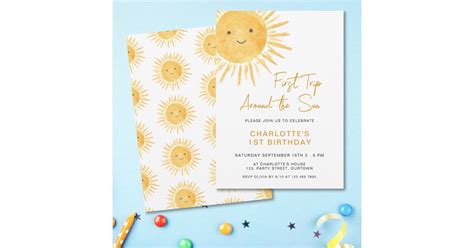 Boho First Trip Around The Sun Girls 1st Birthday Invitation Zazzle