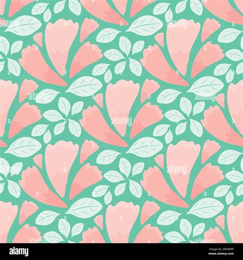 Vector Hand Drawn Garlands Of Spring Blossoms Seamless Pattern