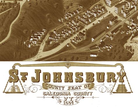 St Johnsbury Vt In 1884 Birds Eye View Map Aerial Map Panorama