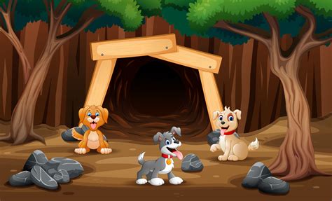 Cartoon a pet animals in front the cave 5949042 Vector Art at Vecteezy