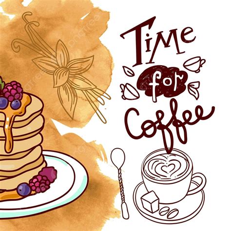 Lindo Desenho Vetorial De Delicioso Café E Sobremesas Vetor PNG Café