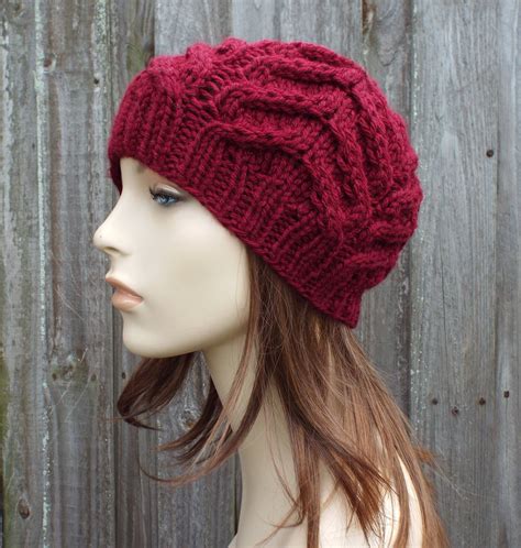 Cable Knit Hat Womens Hats Winter Hat Hand Knitted Hat Etsy Cable