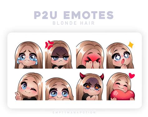 Cute Blonde Hair Girl Emote 8 Pack For Twitch Discord Or Etsy