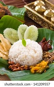 Nasi Lemak Traditional Malay Curry Paste Stock Photo