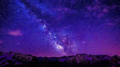 atmosphere, mountain, mountain range, purple, galaxy, 1080P, milky way ...