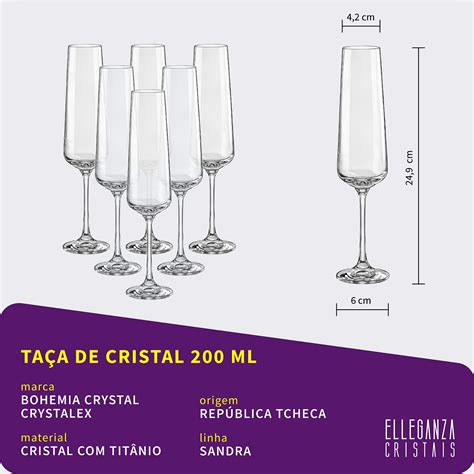 Ta As De Cristal Para Champagne Ou Espumante Ml Sandra Bohemia