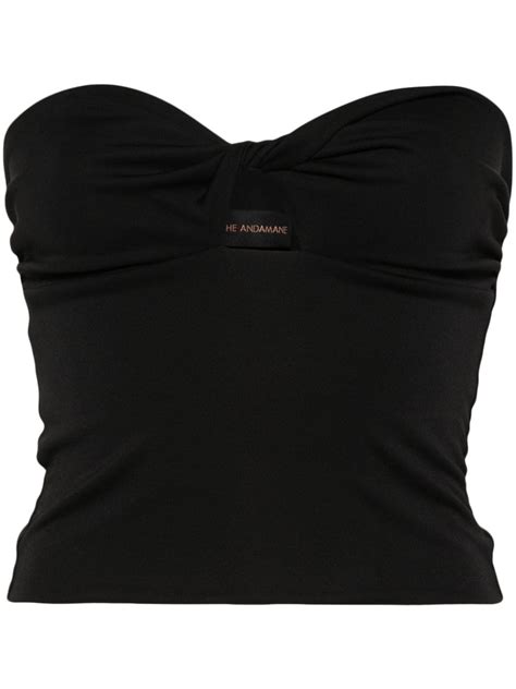 THE ANDAMANE Twist Detail Strapless Top Black FARFETCH UK