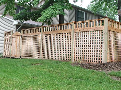 Wood Square Lattice Fence With Spindle Topper by Elyria Fence