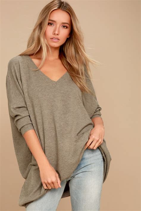 Light Brown Sweater V Neck Sweater Oversized Sweater Lulus