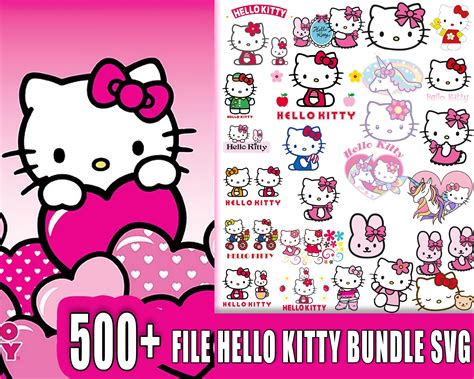 500 File Hello Kitty Svg Mega Bundle Hello Kitty Svg Eps Png For Cr Kingbundlesvg