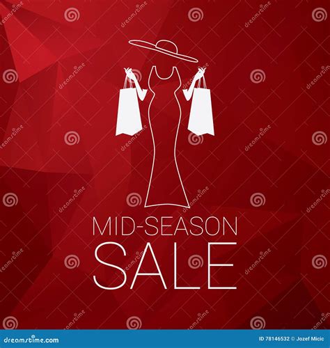 Mid Season Sale Poster Design With Elegant Lady And Shopping Bags Low