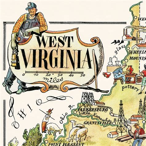 Fun State Map of West Virginia Digital Download PRINTABLE Vintage ...