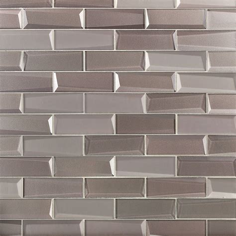 Sample Remington Bricks Sepia Gray 2x6 3d Polished Glass Subway Tile