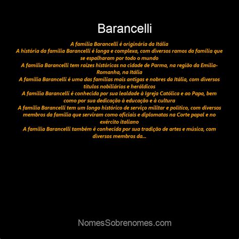 👪 → Qual A História E Origem Do Sobrenome E Família Barancelli