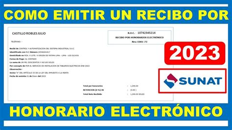 Como emitir un recibo por honorario electrónico 2023 Sunat YouTube