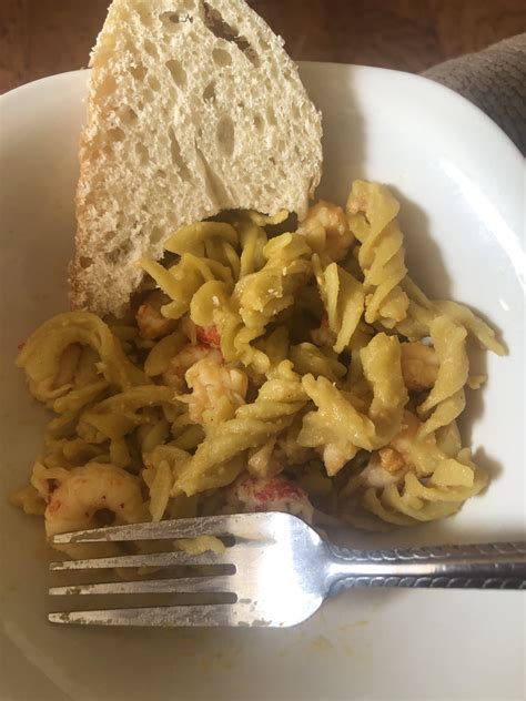 “Healthier” dairy free crawfish pasta and fermented sourdough bread