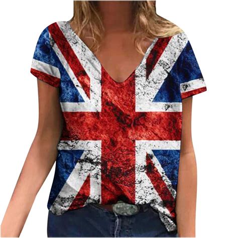 Brnmxoke American Flag T Shirt Women Women Patriotic T Shirt Loose