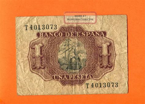 Spain 1 Pesetas 1953 Vg Banknote