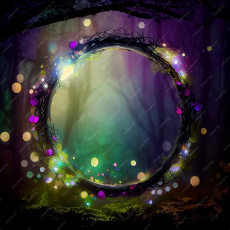 Premium Photo Generative Ai Mystical Forest Enchanted Bokeh Border