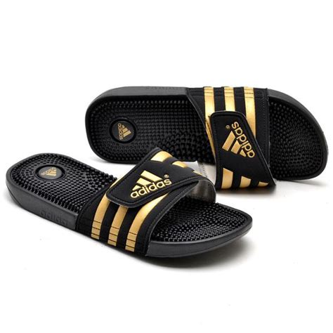 Chinela Adidas Adissage Preto Dourado Original La Casa Do Drop