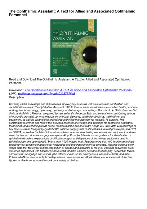 Pdf Download The Ophthalmic Assistant A Text For Allied And Associated