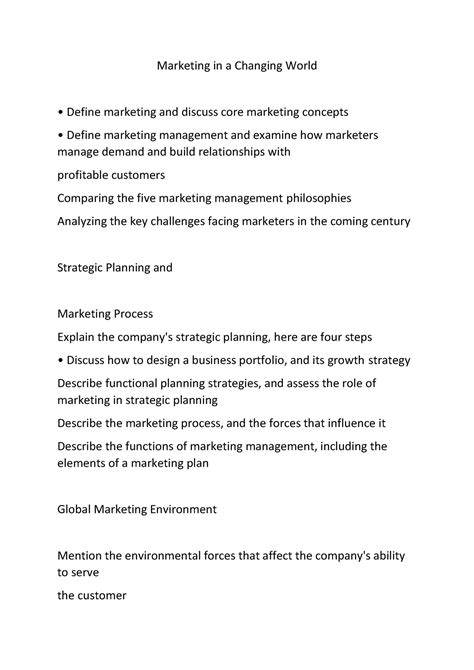 Mkt Notes Marketing In A Changing World Define Marketing And