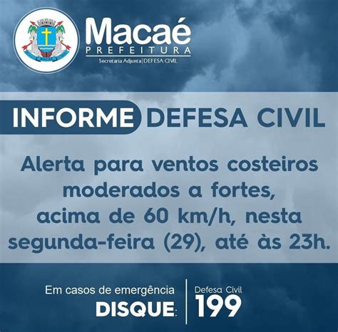 Defesa Civil Emite Alerta Sobre Ventos Fortes Em Maca Errejota Costa