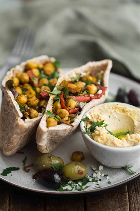 Chickpea Shawarma Stuffed Pita with Hummus | Naturally Ella