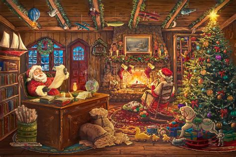 Santa Checking His List By Thomas Kinkade Studios Village Gallery