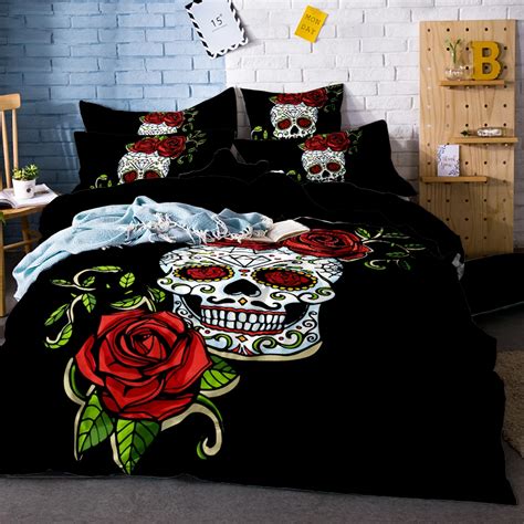 Skull Bedding Set For King Size Bed Europe Style D Sugar Skull Duvet