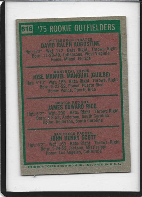 Topps Mini Jim Rice Rc Boston Red Sox Hof Rookie Outfielders