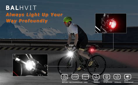 Balhvit Bike Light Set Super Bright Usb Rechargeable Waterproof